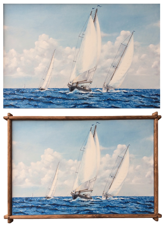 Yacht regatta Oil on canvas 60/90 cm - My, Oil painting, Yacht, Sea, Black Sea, Regatta, Painting, Butter