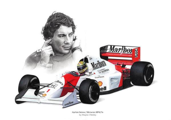 Hand drawing of Formula 1 champions - Formula 1, Ayrton Senna, Nigel Mansell, Michael Schumacher, Fernando Alonso, Longpost
