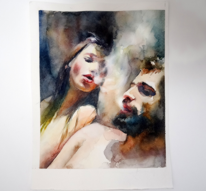 watercolor - My, Portrait, Watercolor, Drawing, Love