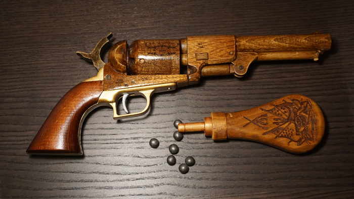 Revolver Colt Dragoon 1848 made of wood - My, Colt, Revolver, Wood products, Hobby, CNC, Weapon, Video, Longpost