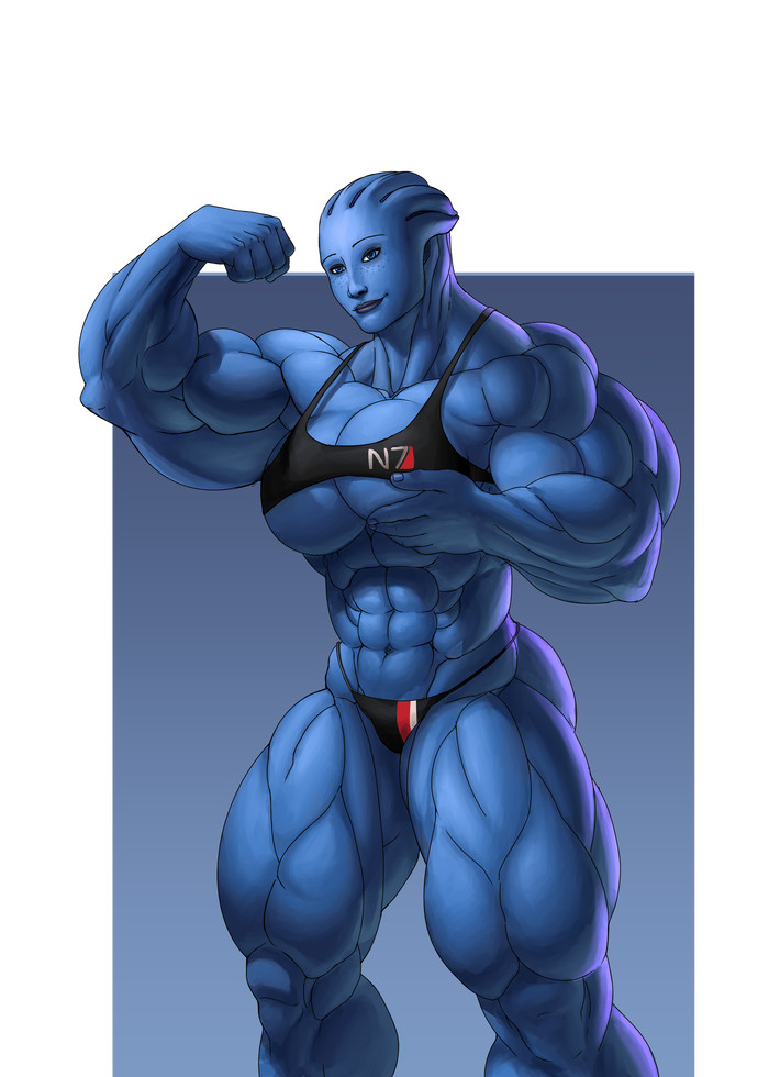 Liara T'Soni - NSFW, Faogwolf, Strong girl, Sleep-Sleep, Extreme muscles, Azari, Mass effect, , Liara Tsoni