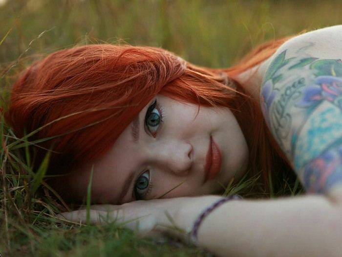 Lovely Julie Kennedy - NSFW, Beautiful girl, Good Girl, Redheads, Girl with tattoo, Tattoo, Erotic, Julie Kennedy, Strawberry, Longpost