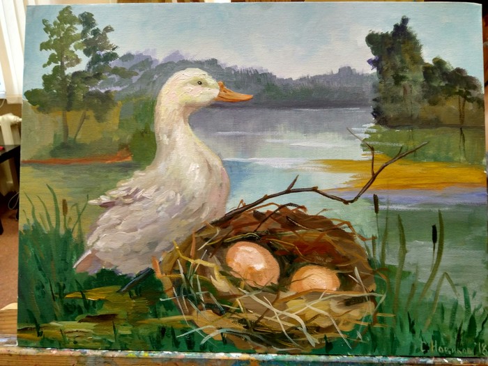 Duck - My, Duck, Nest, Painting, Painting, Birds, Water, Water