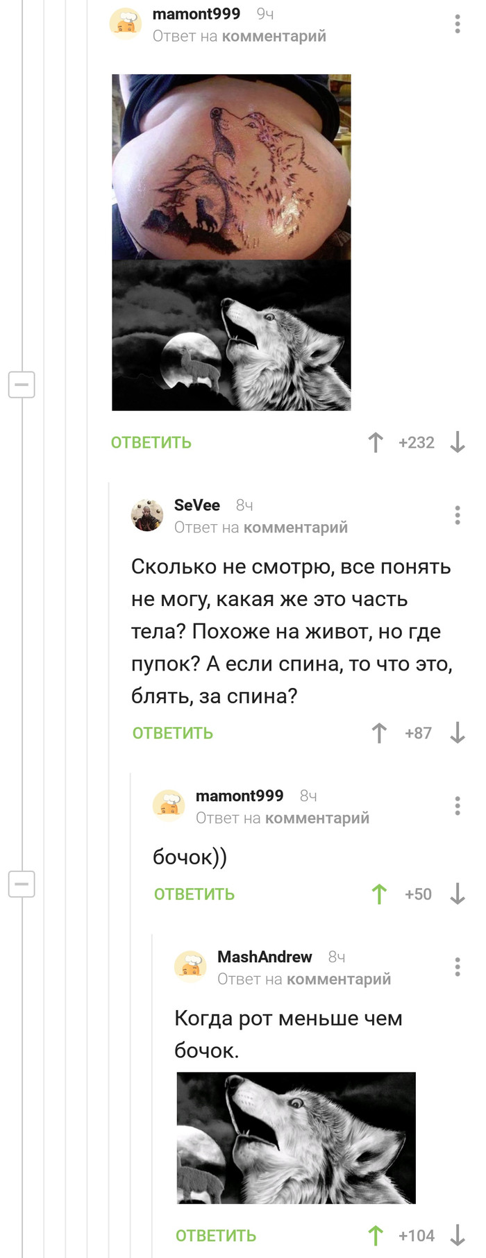 Волчок и бочок! - Скриншот, Комментарии на Пикабу, Волчок, Бочок, Тату, Длиннопост