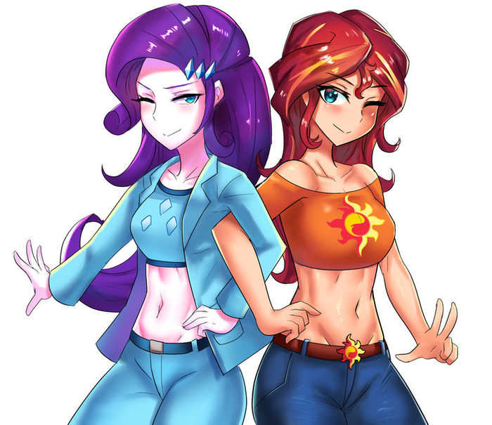 Rarity and Sunset - My little pony, Equestria girls, Rarity, Sunset shimmer, Tzc