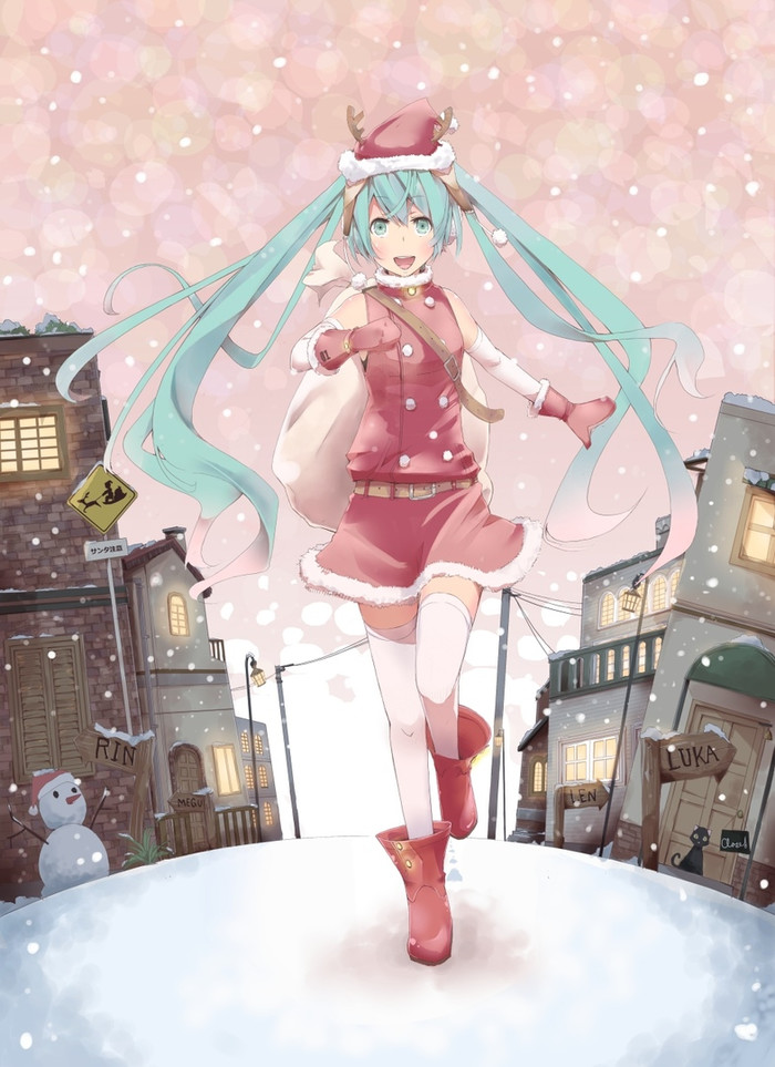 The holiday comes to us! - Anime, Not anime, Vocaloid, Meiko, Hatsune Miku, , Anime art, Christmas, Longpost