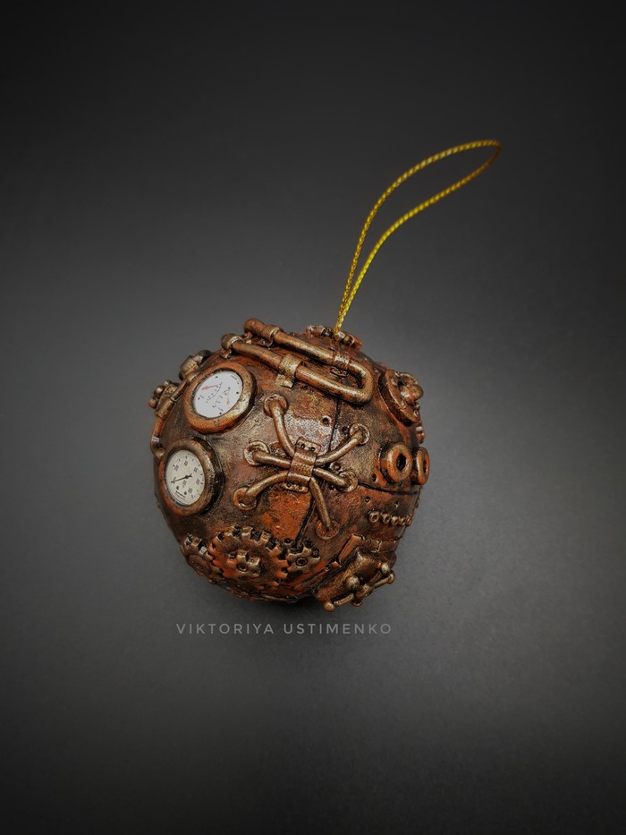 Rust is better than glitter - My, Creation, Steampunk, Polymer clay, Handmade, Christmas decorations, , Longpost