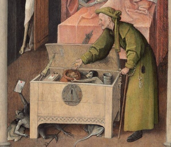 “Death of a miser” - Hieronymus Bosch - Painting, Hieronymus Bosch, Longpost, From the network, Honestly stolen, Death
