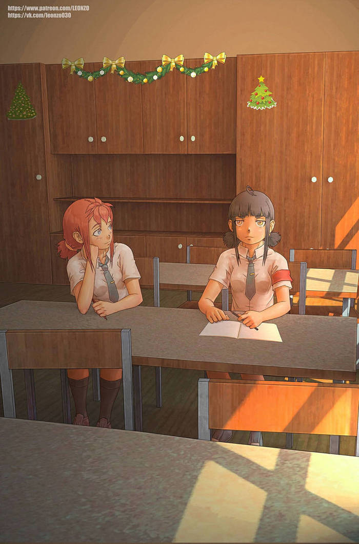 Ulyanka is clearly not interested in listening to the teacher... - Endless summer, Anime, Not anime, Visual novel, Ulyana, Leonzo, Khmuro-Tian