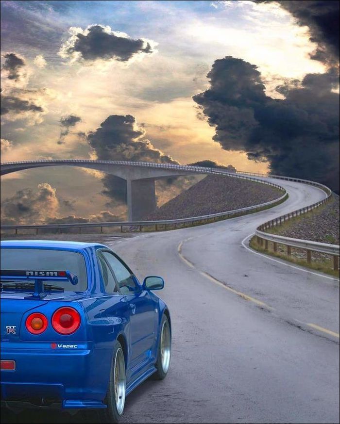 Road to heaven - Bridge, Clouds, Sky, Road, Auto