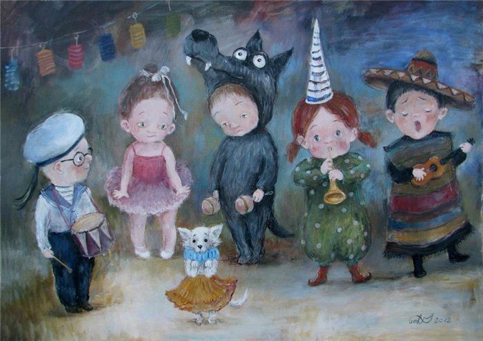 The warmth of childhood memories - Childhood, New Year, Painting, , Childhood memories, Longpost