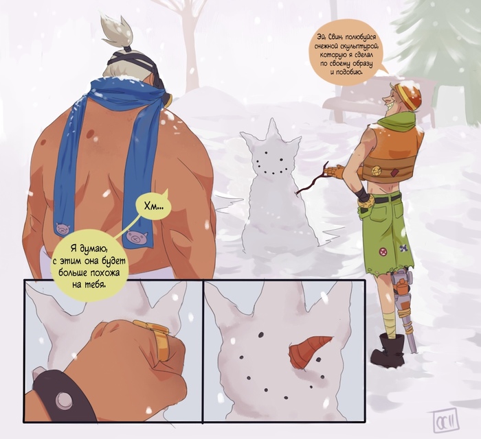 snowman - Comics, , Overwatch, Roadhog, Junkrat