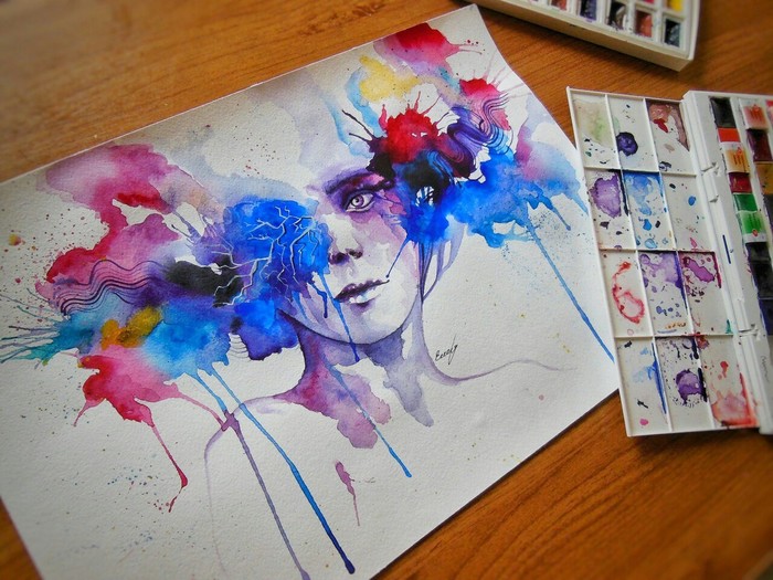 watercolor - My, Watercolor, Drawing, Creation, Art, Face, Portrait