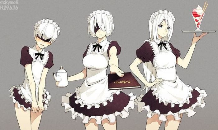 Please, your menu - Its a trap!, NIER Automata, Yorha unit No 2 type B, Yorha unit no 9 type S, Yorha unit No 2 type a