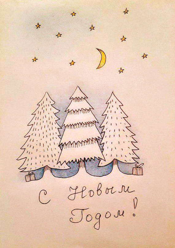 Holiday greetings :) - My, Drawing, Illustrations, New Year, Pencil drawing