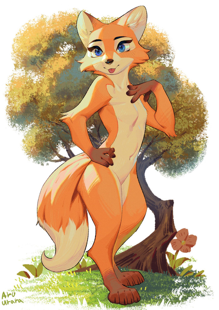 Foxy - Furry, Art, Anthro, Fox, Blep, Aruurara