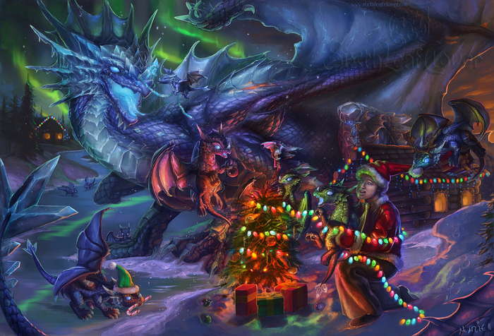 Happy New Year Dragon Community - Art, Humor, New Year, The Dragon, Fantasy, Congratulation, Longpost