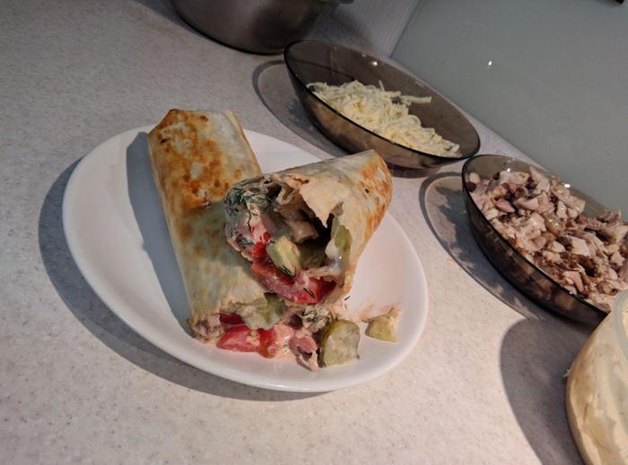 Homemade holiday shawarma, tasty, inexpensive, satisfying. (from the leftovers from the New Year's table) - My, Longpost, Food, Shawarma, Recipe