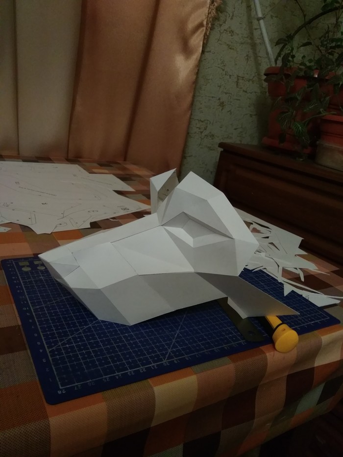 husky papercraft - My, Longpost, Papercraft, Paper, Art, Dog