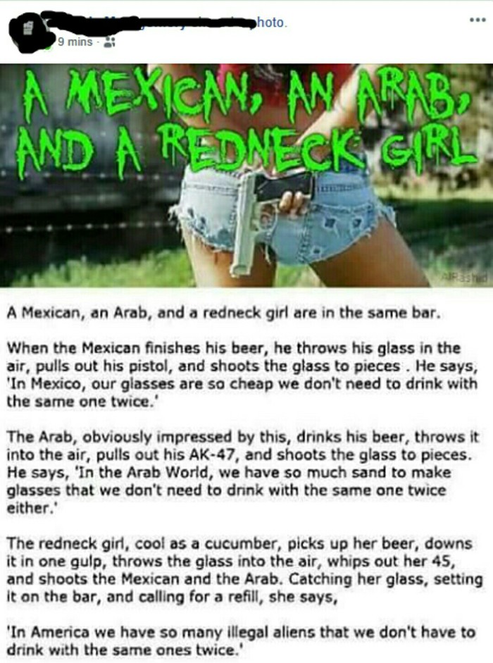 Mexican, Arab and redneck girl. - Humor, Reddit, The americans