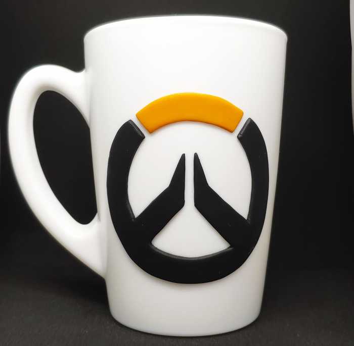 For Overwatch players, handmade - My, Overwatch, Кружки, With your own hands, Mug with decor, Longpost, Polymer clay, Games, Needlemen, Widowmaker