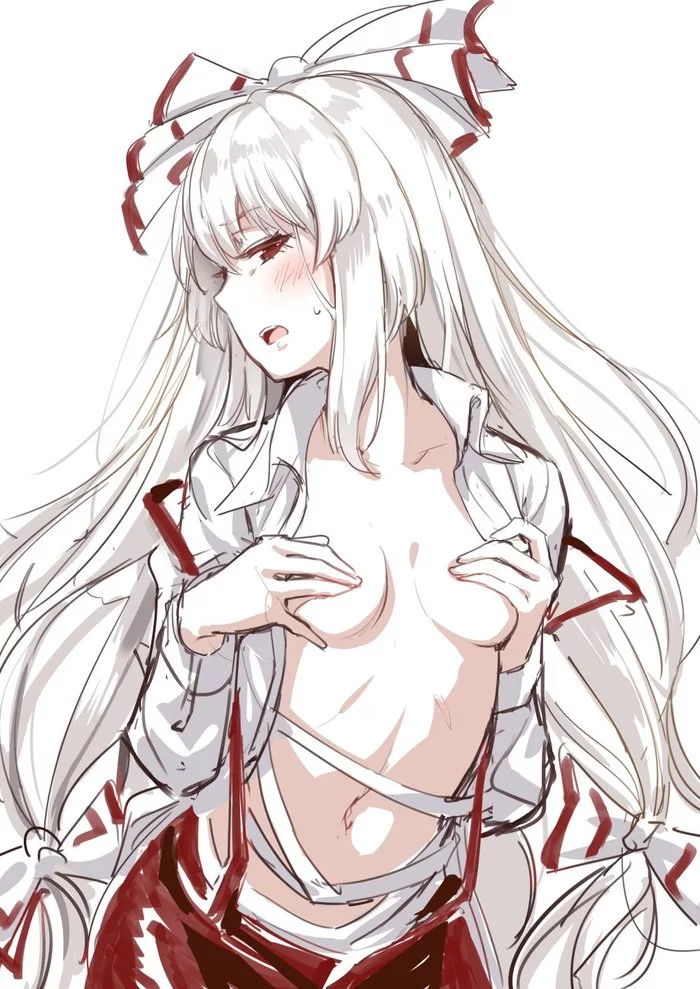 Fujiwara no Mokou - NSFW, Touhou, Anime art, Anime, Not anime, Fujiwara no mokou, Asutora