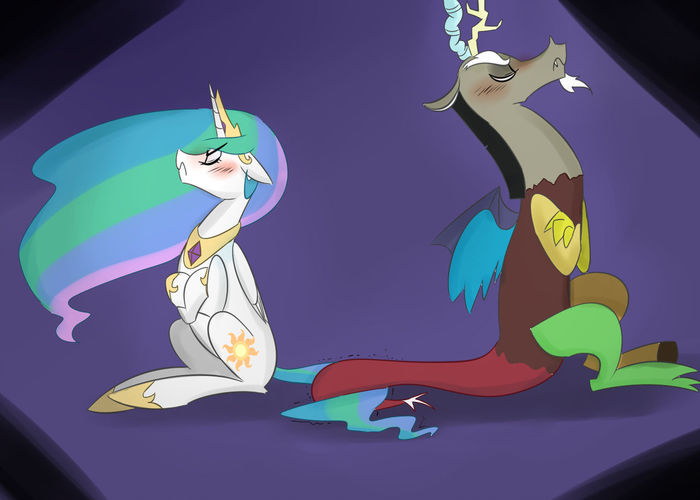 Tsundere Couple - My little pony, Discord, Princess celestia, Shipping, Zouyugi