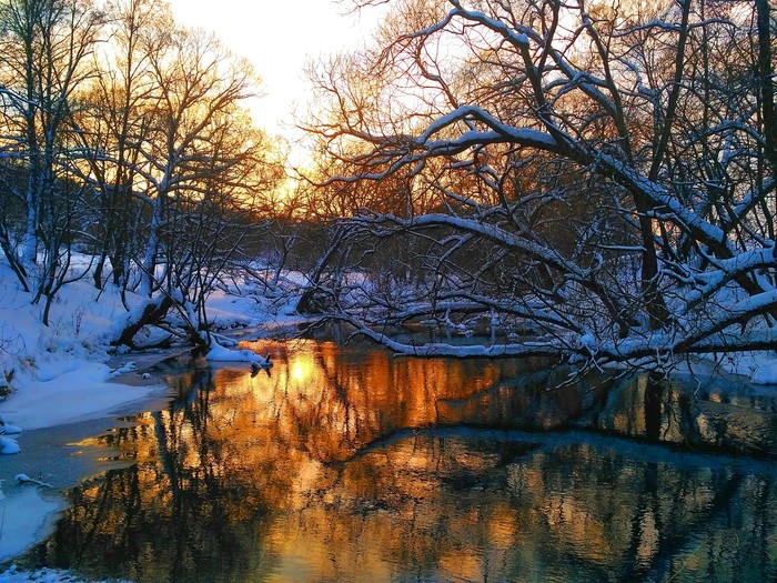 Sunset on the river - My, Sunset, Russia, Winter, The photo, Quiet