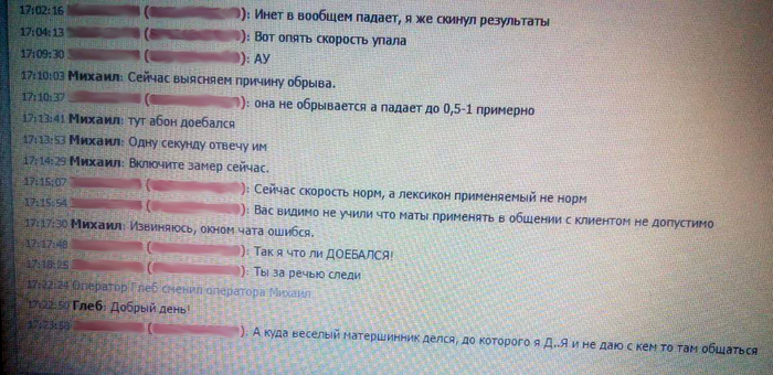 Ошибка новичка или карма? - Скриншот, Чат, Переписка, Ошибка, Служба поддержки, Мат, Моё