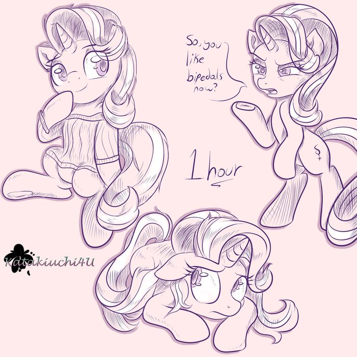 Звездосвета Мерцаева в виде скетчей. - My Little Pony, PonyArt, Starlight Glimmer, Скетч, Katakiuchi4u