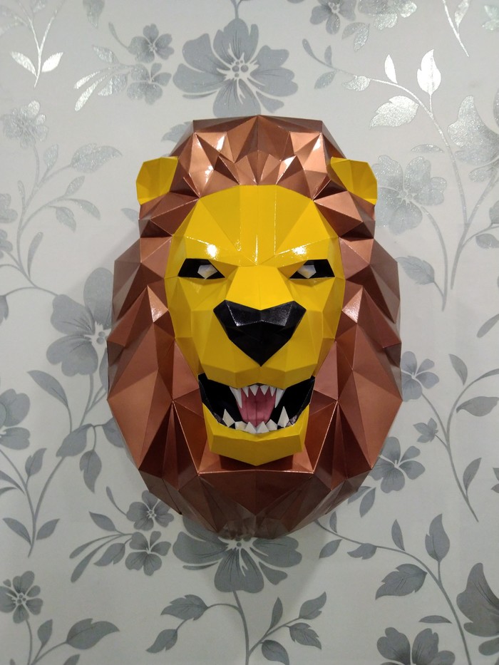 Paper modeling: lion head - My, Needlework without process, Papercraft, The photo, a lion, Longpost