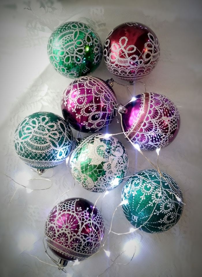 hand painted christmas balls - My, Painting on glass, Painting, Handmade, Christmas decorations, Dot painting, Longpost