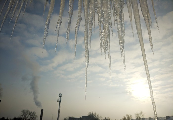 Outside the window sucked ... - My, Winter, Icicles, freezing, Russia