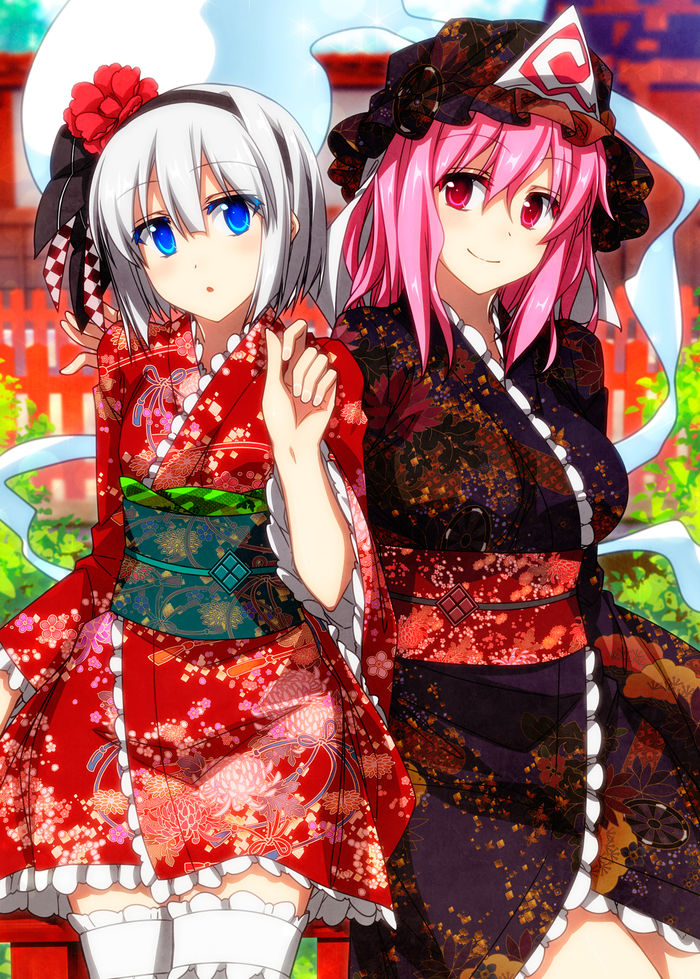 Youmu & Yuyuko Touhou, Konpaku Youmu, Saigyouji Yuyuko, Anime Art, ,  , Sazanami mio