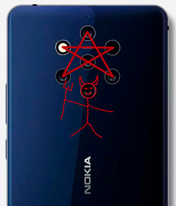 When I realized the true purpose of the cameras in the Nokia 9 PureView - Satan, Pentagram, Nokia, Camera, Advertising