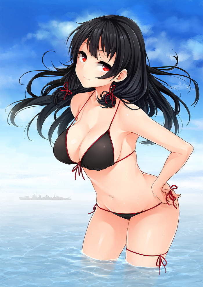 Isokaze - Kantai collection, Isokaze, Swimsuit, Anime, Anime art