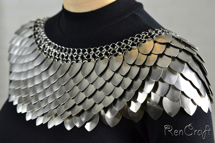 Steelscale Collar - My, Needlework without process, Chain weaving, Chain mail jewelry, Handmade, Collar, Armor, Longpost