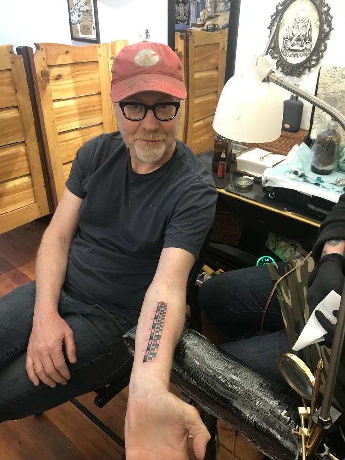 Adam Savage Gets His First Tattoo, Now He Can Measure Objects With His Hand - Adam Savage, MythBusters, Tattoo
