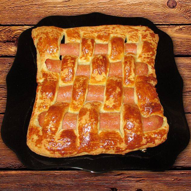 sausage pie - My, Pie, , Bakery products, Cooking, , , Kulzames, Food, Video