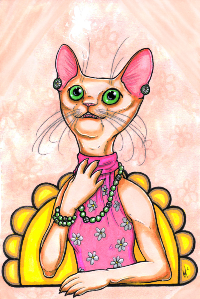 She shines! - My, Outfit, Drawing, Furry, Sphinx, cat