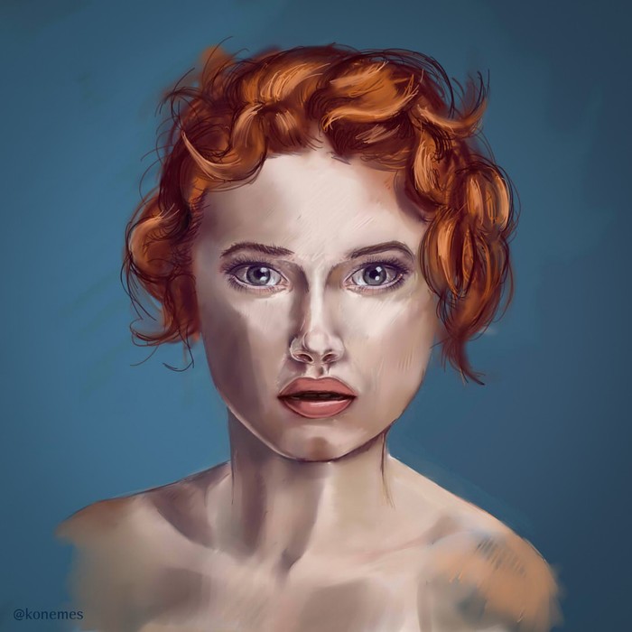 Portrait of a red-haired girl - My, Art, Portrait, Illustrations, Drawing, Digital drawing, Drawing on a tablet, Redheads, Girls