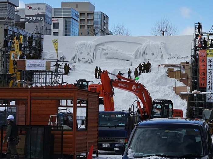 Preparing for the Sapporo Snow Festival - Anime, Not anime, Vocaloid, Hatsune Miku, Toyama Kasumi, Snow figures, Vocaloid News, Longpost