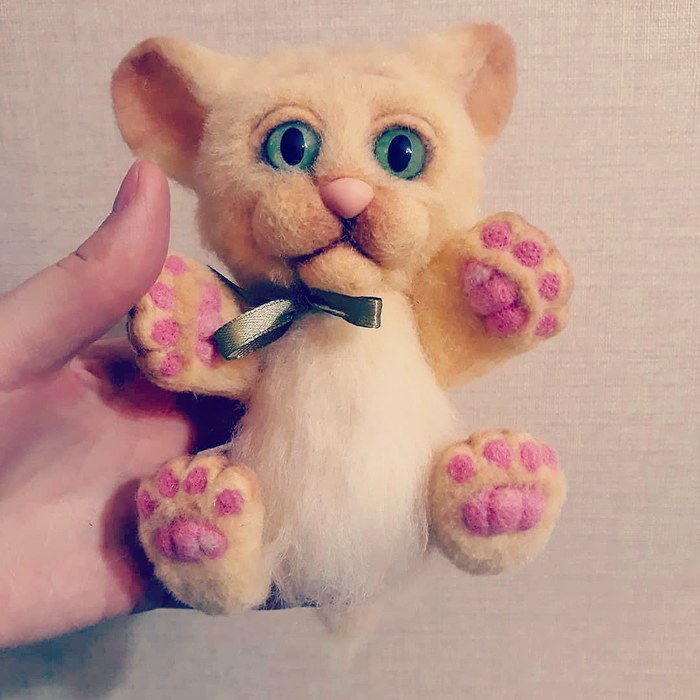 Kitty! My first toy in the new year :) - My, Needlework, With your own hands, Handmade, Dry felting, Toys, cat, Catomafia, Kittens