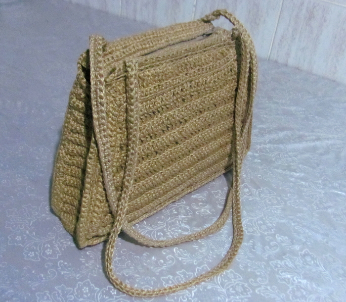 Lightweight women's handbag made of hemp. - My, Lady's bag, Crochet, Post #10469553, , Creation, Longpost, Needlework with process, Сумка