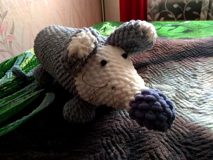 Rat Lariska. - My, Friday tag is mine, Knitted toys, Crochet, Pillow, Rat, Larisa, The photo, Longpost
