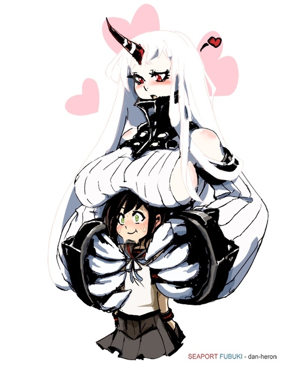 Seaport Hime & Fubuki - Kantai collection, Seaport hime, Boobs, Fubuki, Yuri, Anime art, Anime, Art