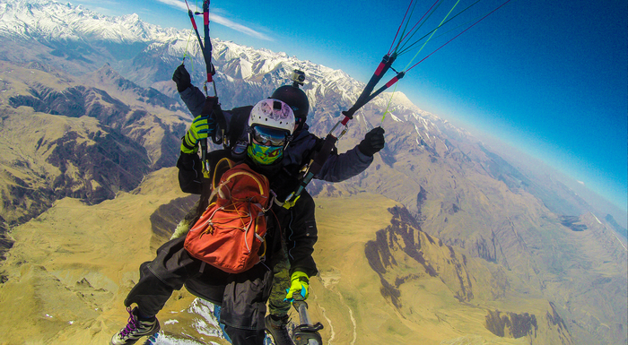 Caucasus below me. - Video, Longpost, Tourism, My, Caucasus, Paragliding, paragliding, Elbrus, 