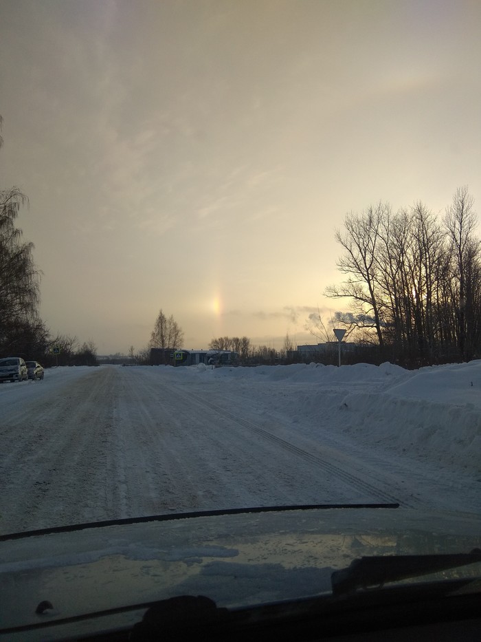 Гало зимой. Вязьма. 27.01.19 - Моё, Вязьма, Зима, Радуга, Гало, Длиннопост