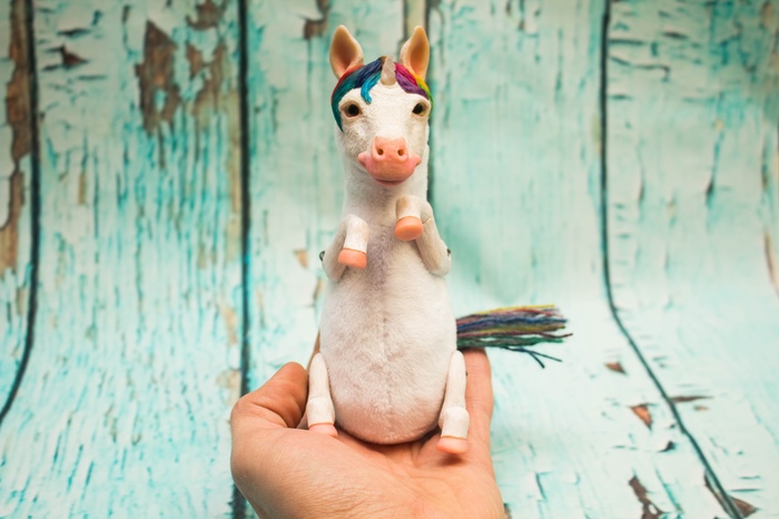 Mister Unicorn - My, Needlework with process, Unicorn, Author's toy, Polymer clay, Longpost