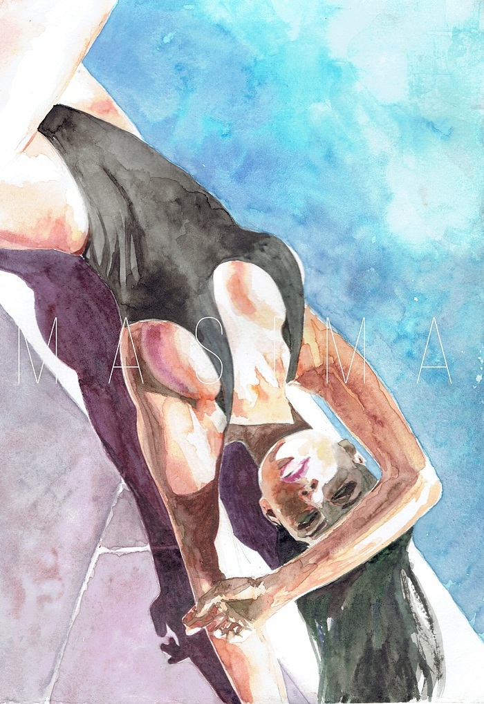 Pool stories - NSFW, My, Watercolor, Paints, Drawing, Swimming pool, Swimsuit, Art, , Girls